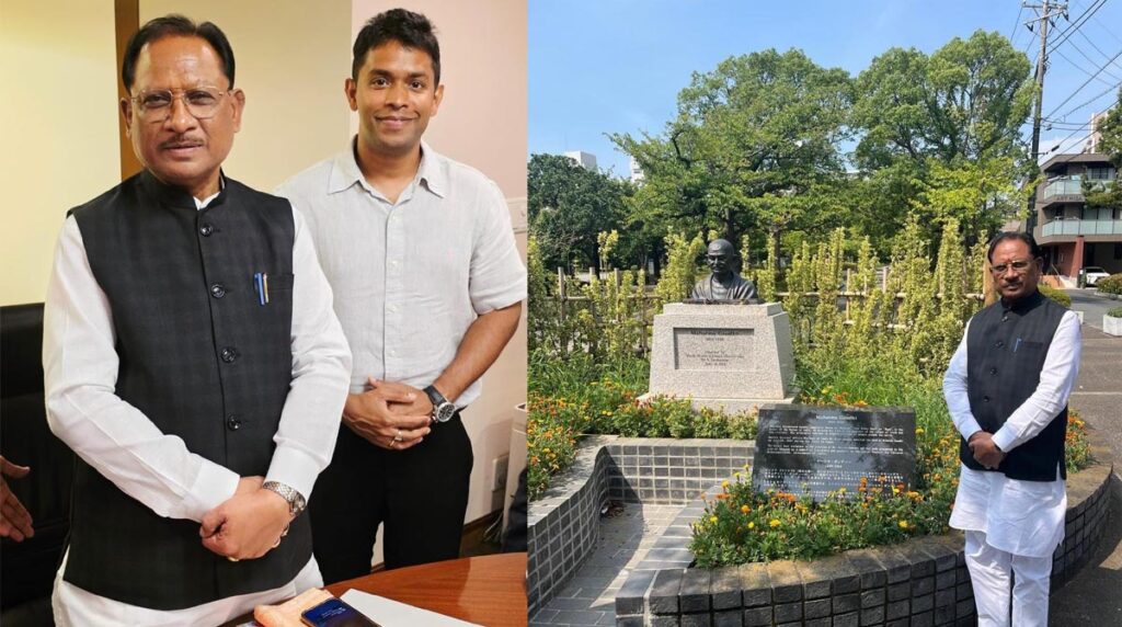 Sai Foreign Trip टोक्‍यो में विष्‍णुदे की बस्तरिया तिवारी से मुलाकात और लिटिल इंडिया में बापू को नमन