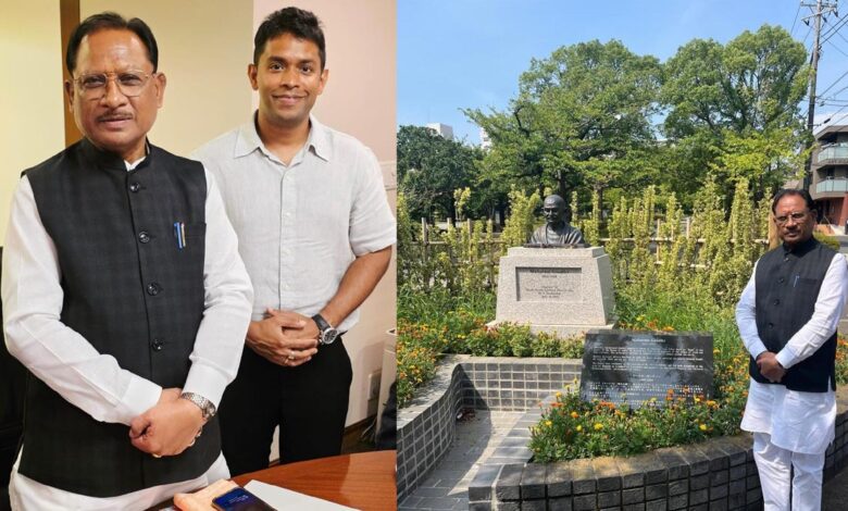 Sai Foreign Trip टोक्‍यो में विष्‍णुदे की बस्तरिया तिवारी से मुलाकात और लिटिल इंडिया में बापू को नमन