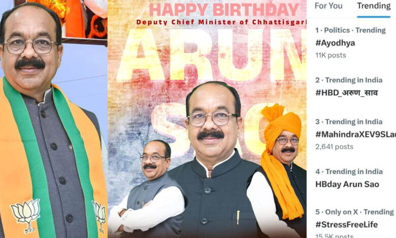 Arun Sao सोशल मीडिया में टॉप पर ट्रेंड कर रहा HBday Arun Sao: X पर छाया डिप्टीर CM का जन्म,दिन