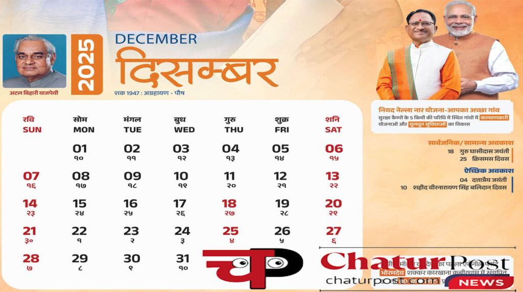 Holidays in December 2026 दिसंबर 2026 में शासकीय अवकाश: जानिए- साल के अंतिम महीने में कितने दिन बंद रहेंगे सरकारी कार्यालय