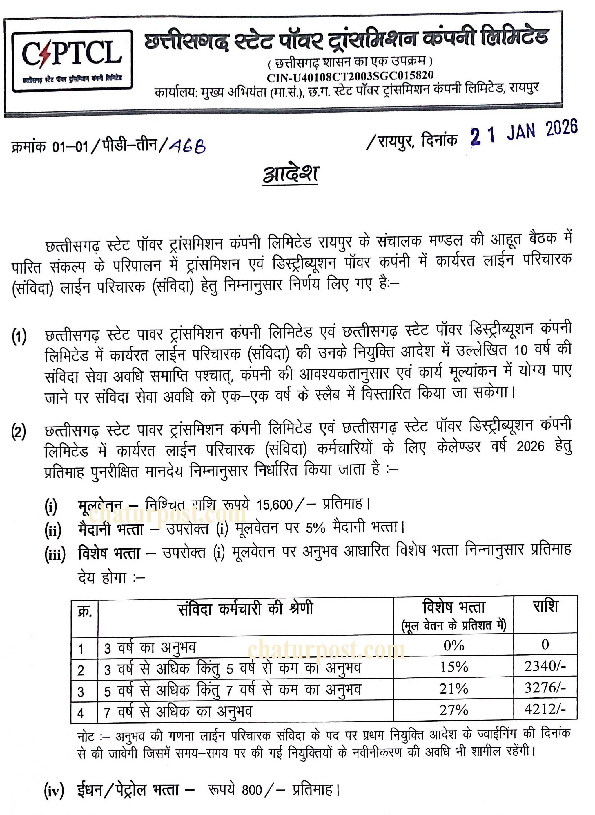 Sanvida संविदा कर्मियों का बढ़ा वेतन: जानिए- लाईन परिचारकों को अब कितना मिलेगा वेतन, देखिए आदेश