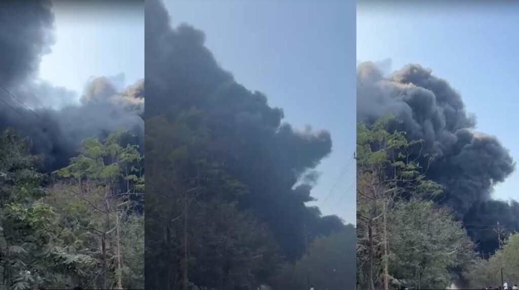 Raipur News राजधानी के एक हिस्से में भरी दोपहरी में छाया अंधेरा: आसमान में छाया काला धुंआ से दहशत