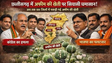 Afim Ki Kheti  छत्‍तीसगढ़ में एक के बाद एक अफीम की खेती के मामले उजागर हो रहे हैं इसकी वजह से प्रदेश में अफीम पर राजनीति होने लगी है, सरकार और कांग्रेस