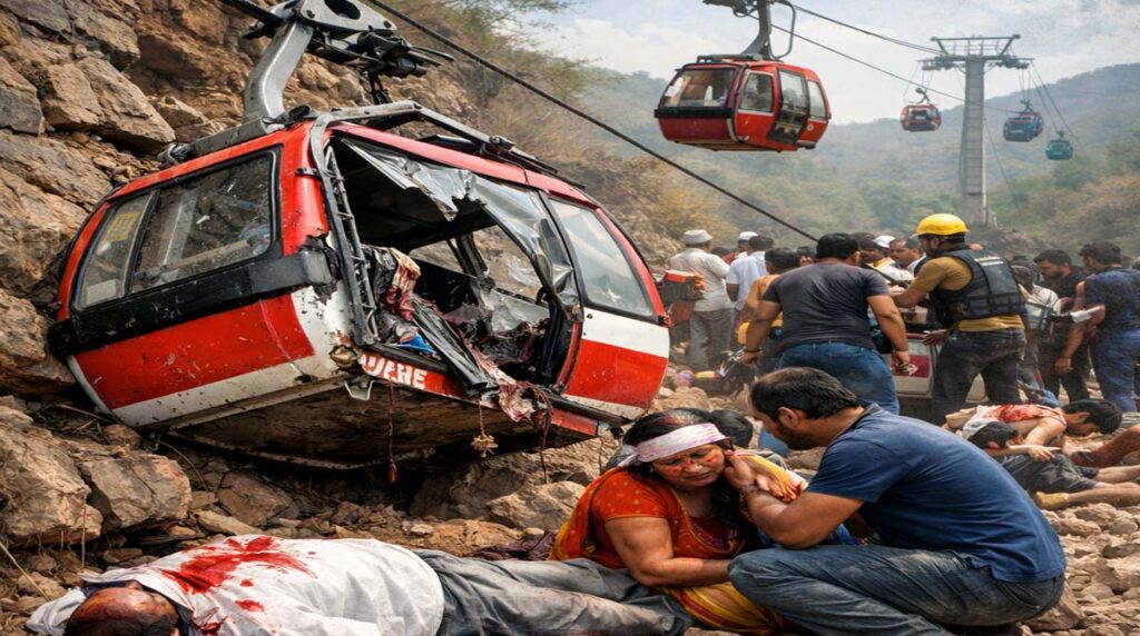 Ropeway Accident छत्‍तीसगढ़ में रोप वे दुर्घटना: एक दर्शनार्थी की मौत:  चार गंभीर रुप से घायल, जांच के निर्देश