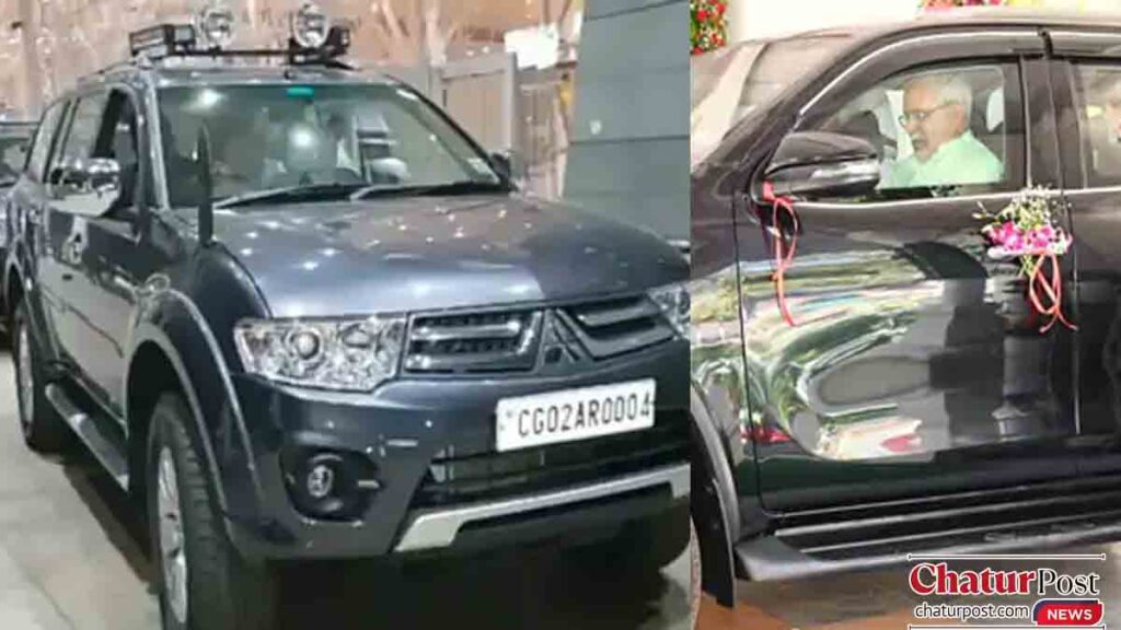 तत्‍कालीन मुख्‍यमंत्री भूपेश बघेल की गाड़ी