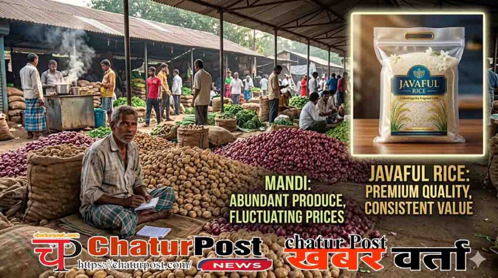 रायपुर मंडी में आलू-प्याज के दामों में गिरावट, जबकि जवाफूल चावल के दाम सातवें आसमान पर।