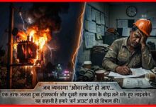 Burning transformer and stressed electricity worker collage Chhattisgarh news