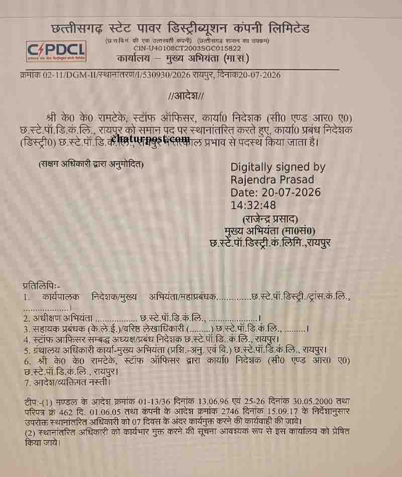 CSPTCL CSPDCL Transfer